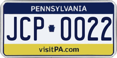 PA license plate JCP0022