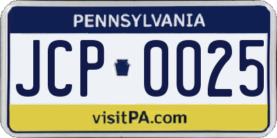 PA license plate JCP0025