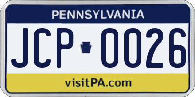 PA license plate JCP0026