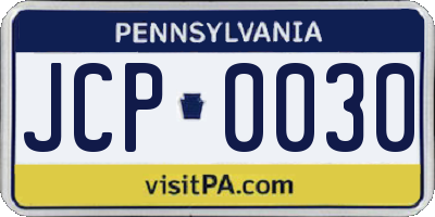 PA license plate JCP0030