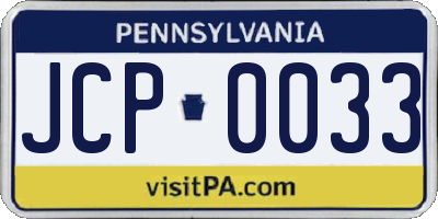 PA license plate JCP0033