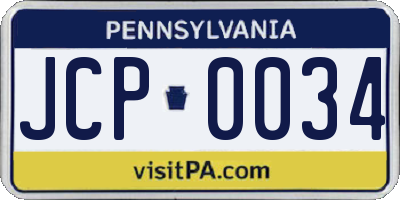 PA license plate JCP0034