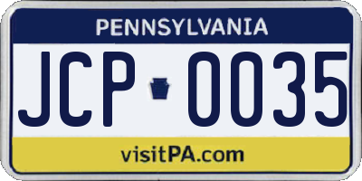 PA license plate JCP0035