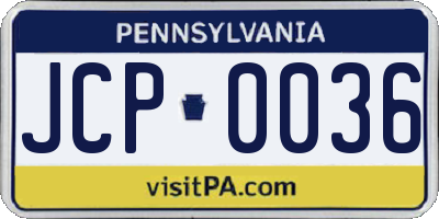 PA license plate JCP0036