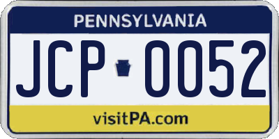 PA license plate JCP0052