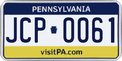 PA license plate JCP0061