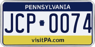 PA license plate JCP0074