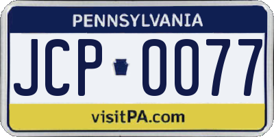 PA license plate JCP0077