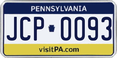 PA license plate JCP0093