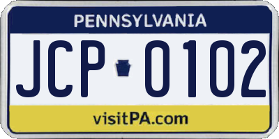 PA license plate JCP0102