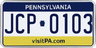 PA license plate JCP0103