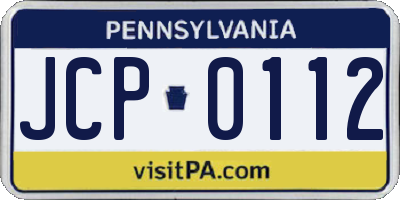 PA license plate JCP0112