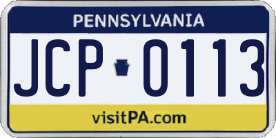 PA license plate JCP0113