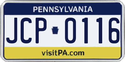 PA license plate JCP0116