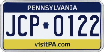 PA license plate JCP0122