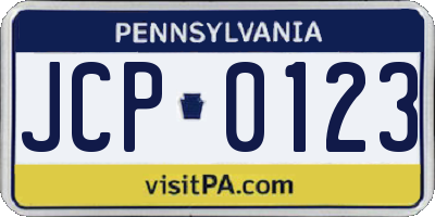 PA license plate JCP0123