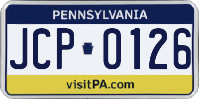 PA license plate JCP0126