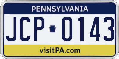 PA license plate JCP0143