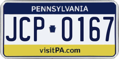 PA license plate JCP0167