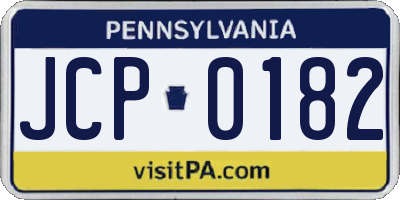 PA license plate JCP0182