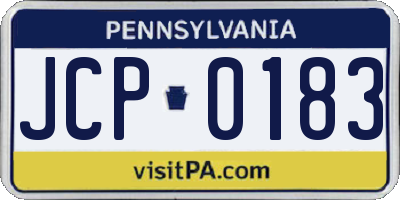 PA license plate JCP0183