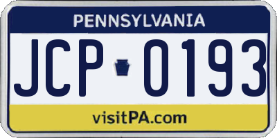 PA license plate JCP0193