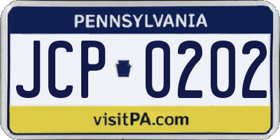 PA license plate JCP0202