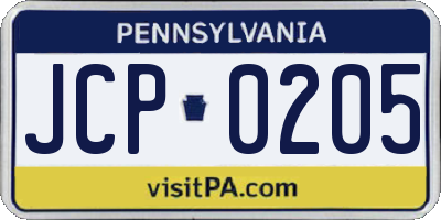 PA license plate JCP0205