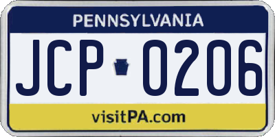 PA license plate JCP0206