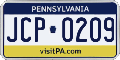 PA license plate JCP0209