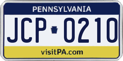 PA license plate JCP0210