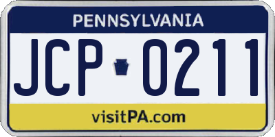 PA license plate JCP0211