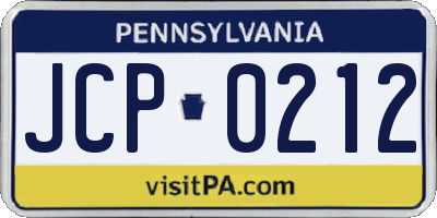 PA license plate JCP0212