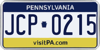 PA license plate JCP0215