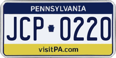 PA license plate JCP0220