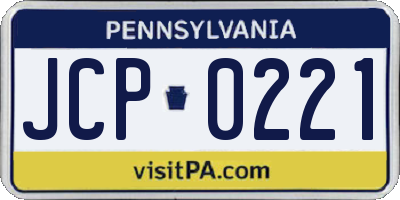 PA license plate JCP0221