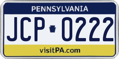 PA license plate JCP0222
