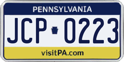 PA license plate JCP0223