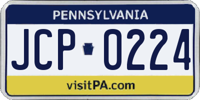 PA license plate JCP0224