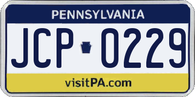 PA license plate JCP0229