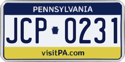 PA license plate JCP0231