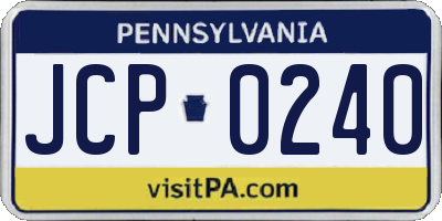 PA license plate JCP0240