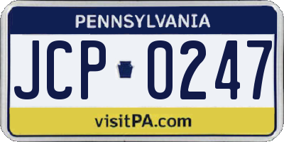 PA license plate JCP0247
