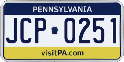 PA license plate JCP0251