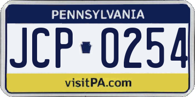 PA license plate JCP0254