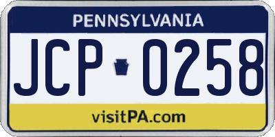 PA license plate JCP0258