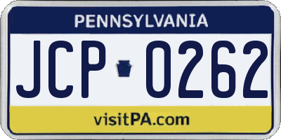 PA license plate JCP0262