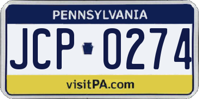 PA license plate JCP0274