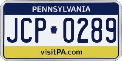 PA license plate JCP0289