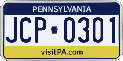PA license plate JCP0301